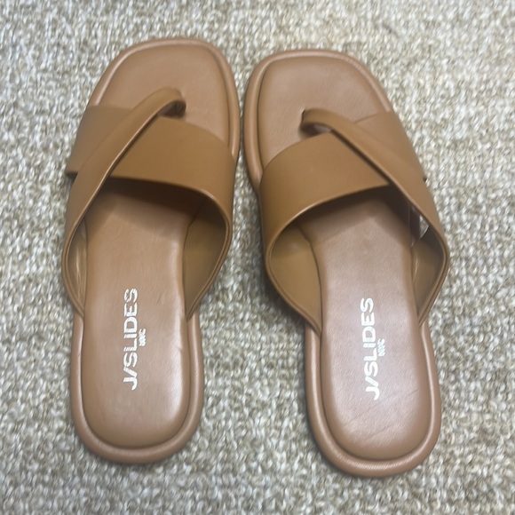 JSlides YURI Leather Sandals, Tan Leather - Picture 2 of 9